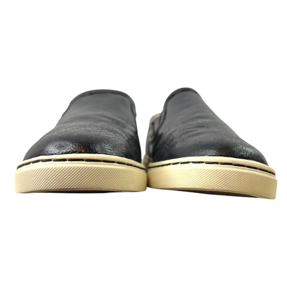 UGG the Fierce Black Leather Slip-On Sneaker in Black Women’s 9.5